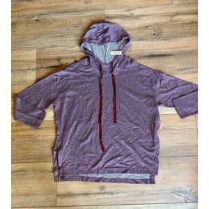 Max Studio Sweater Hoodie Small Burgundy Women's Long Sleeve Pullover Drawstring